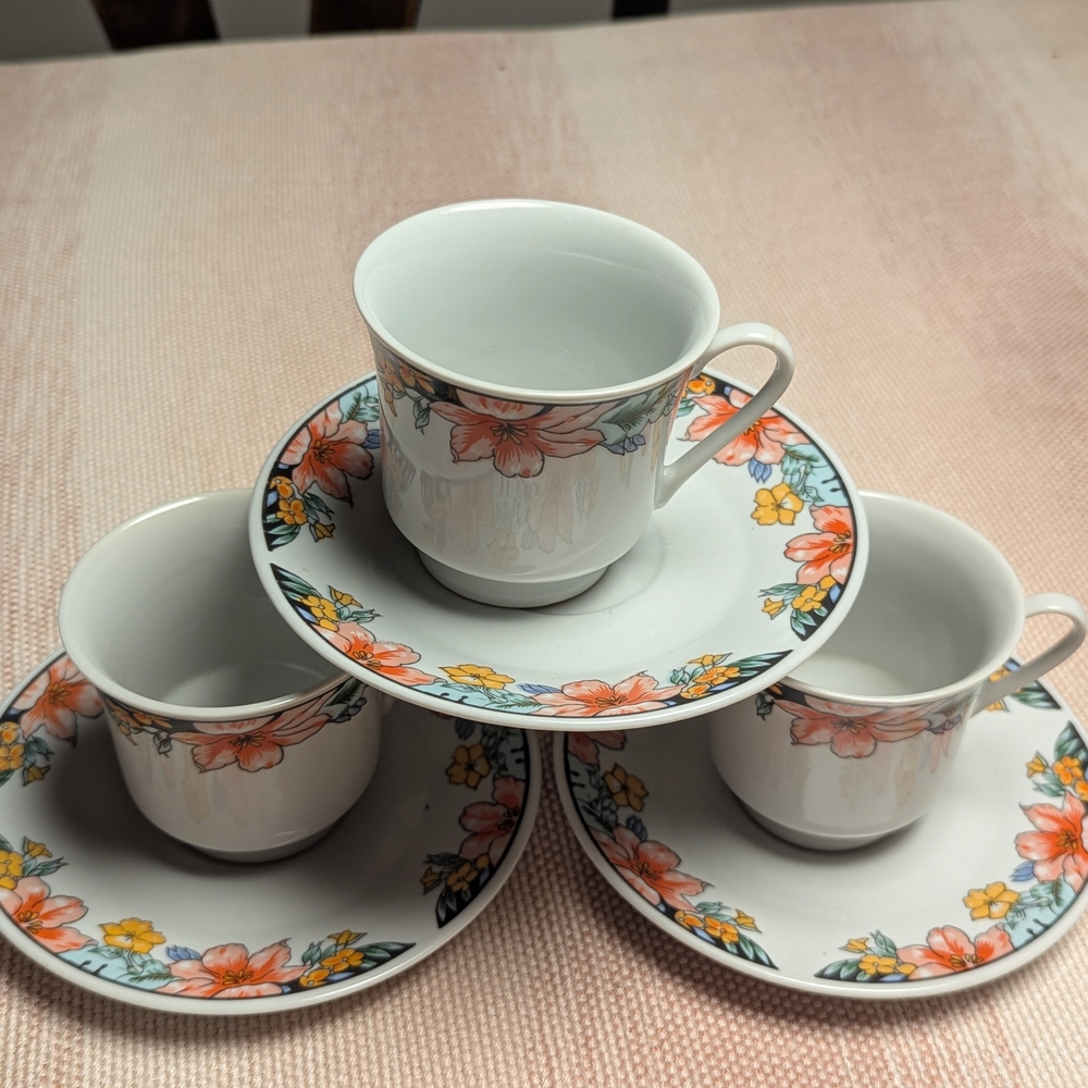 Floral Porcelain Tea Cup and Saucer Set